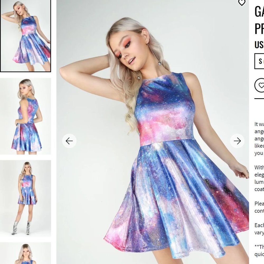 "ORIGINAL" GALAXY ANGEL ICED VELVET PRINCESS SKATER DRESS - Size S - Blackmilk